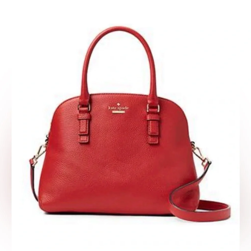 Kate Spade Bundle Jackson Street Lottie Satchel + Matching Pouch Cherry Red EUC